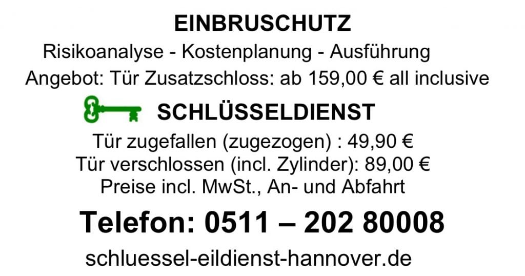 Schlüsseldienst Hannover Angebot Preise